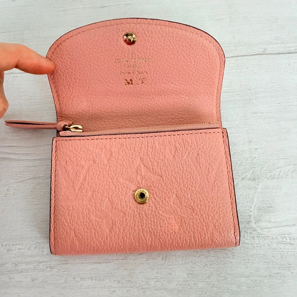 Louis Vuitton Rosalie Coin Purse Peach Pink Monogram Empreinte Leather Wallet